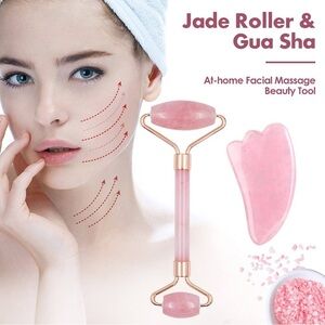 Pink Jade Roller and Gua Sha Set
